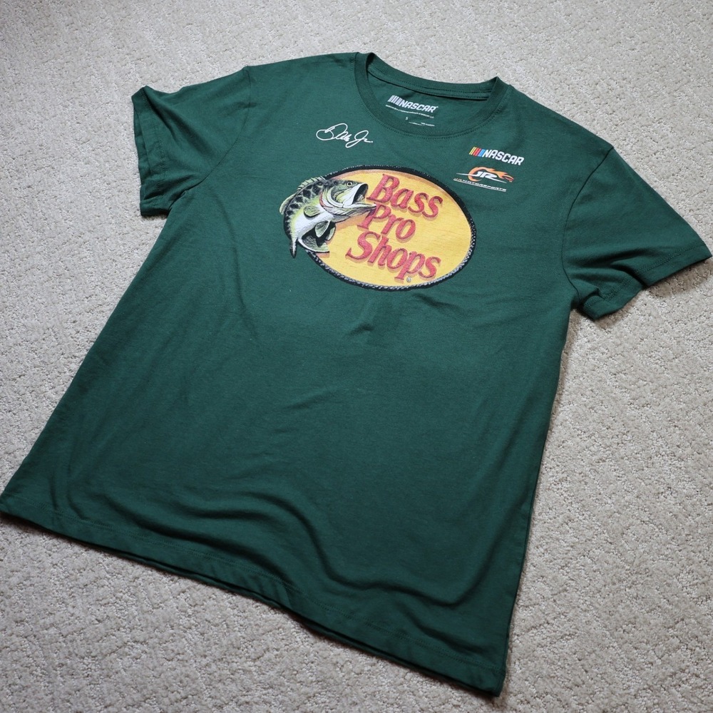 NASCAR Dale Earnhardt Jr Bass Pro Shops T-Shirt Green Mens Small Racing Tee